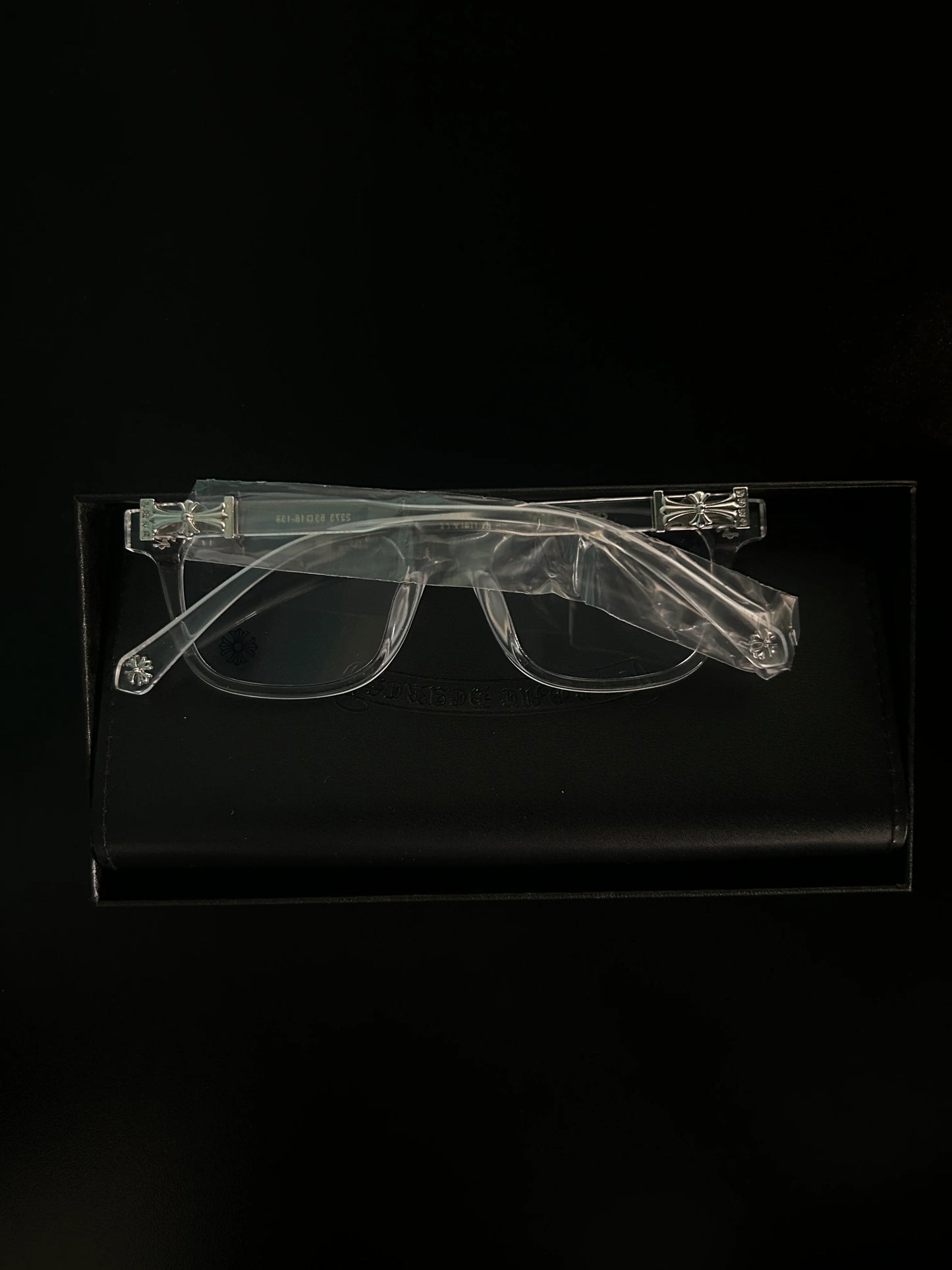 Chrome glasses - clear & silver badges