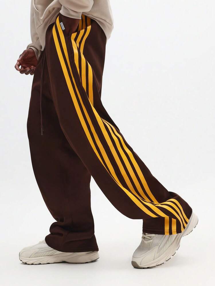 Retro Side Stripe Joggers – Relaxed Fit Yellow Stripe Sweatpants