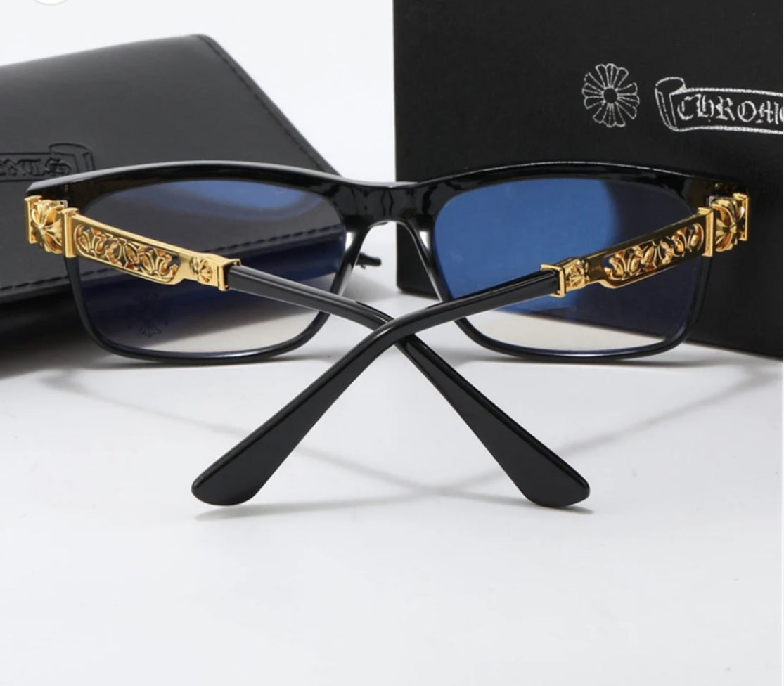 Chrome glasses - black & gold badges NOT BOXED