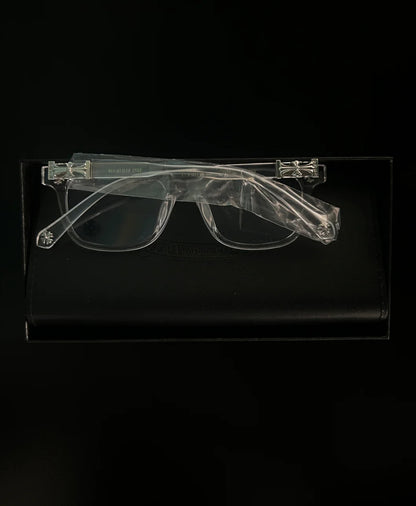 Chrome  glasses - clear & silver badges