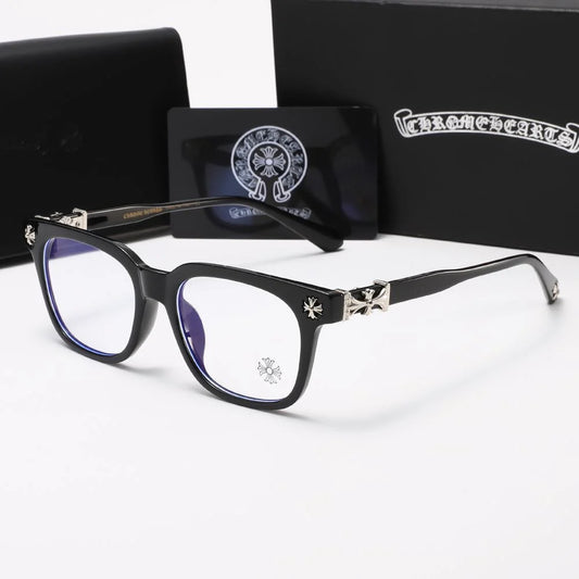 Chrome glasses - black & silver badges