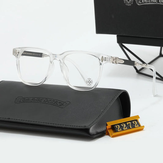 Chrome glasses - clear & silver badges