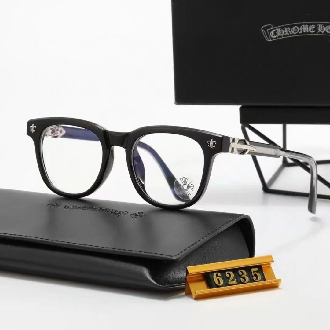 Chrome glasses - black & silver badges