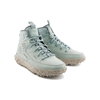 Lace-Up Round Toe Slip-Resistant Durable High-Top Hiking Shoes Men Hiking Shoes Light-Gray A62XV