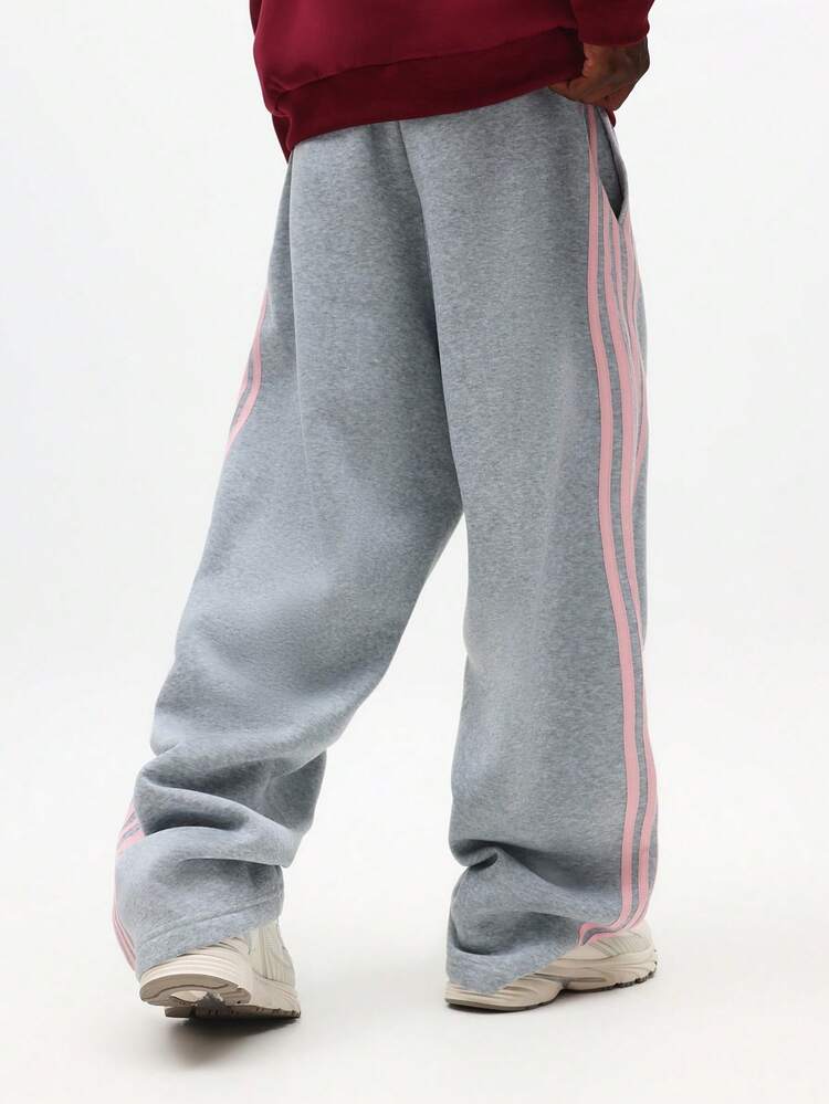 Loose Fit Side Stripe Joggers – Drawstring Waist Winter Streetwear Sweatpants