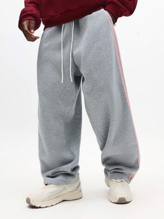 Loose Fit Side Stripe Joggers – Drawstring Waist Winter Streetwear Sweatpants