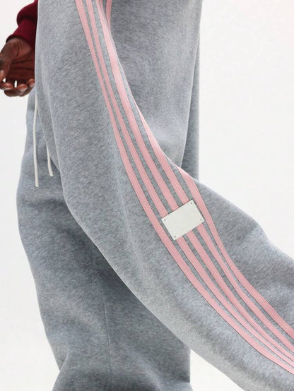 Loose Fit Side Stripe Joggers – Drawstring Waist Winter Streetwear Sweatpants