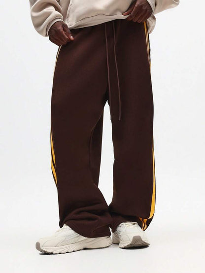 Retro Side Stripe Joggers – Relaxed Fit Yellow Stripe Sweatpants