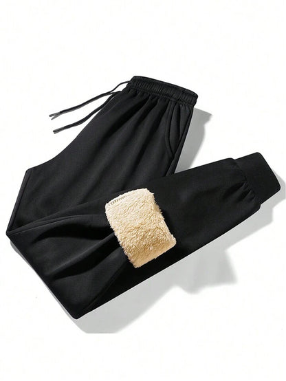 Men's Thermal Lined Warm Front Tie Up Pocket Casual Pants