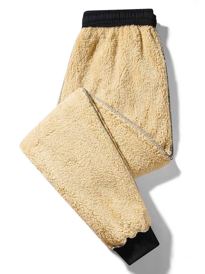 Men's Thermal Lined Warm Front Tie Up Pocket Casual Pants