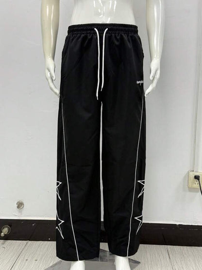 Men's Straight Cut Star & Letter Printed Casual Streetwear Loose Fit Sweatpants