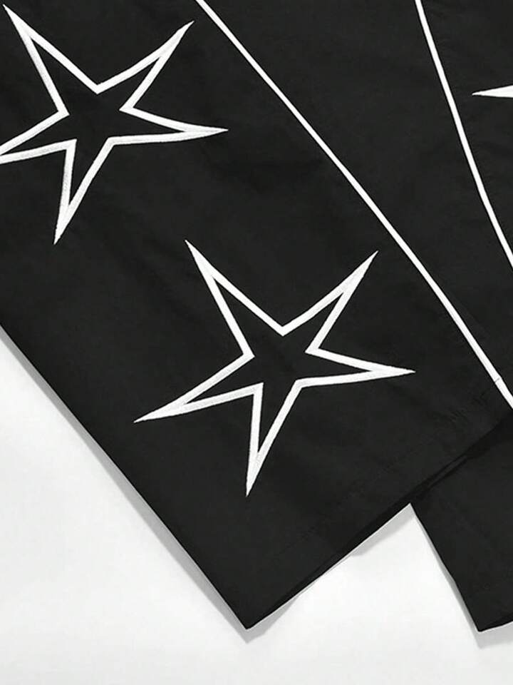 Men's Straight Cut Star & Letter Printed Casual Streetwear Loose Fit Sweatpants