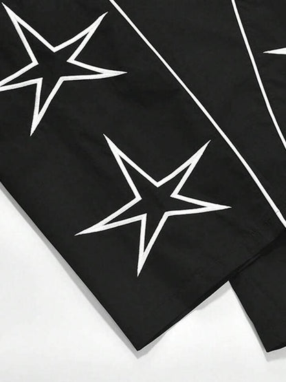 Men's Straight Cut Star & Letter Printed Casual Streetwear Loose Fit Sweatpants