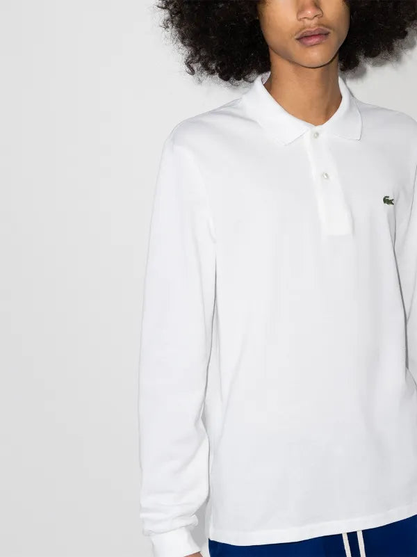 patch long-sleeve polo shirt