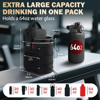 Magnetic Gym Bag Water Bottle Carrier Holder with Shoulder Strap