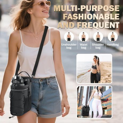 Magnetic Gym Bag Water Bottle Carrier Holder with Shoulder Strap