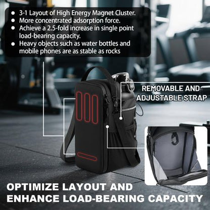 Magnetic Gym Bag Water Bottle Carrier Holder with Shoulder Strap