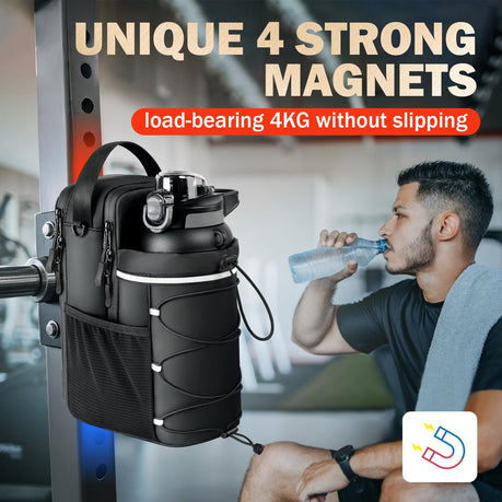 Magnetic Gym Bag Water Bottle Carrier Holder with Shoulder Strap