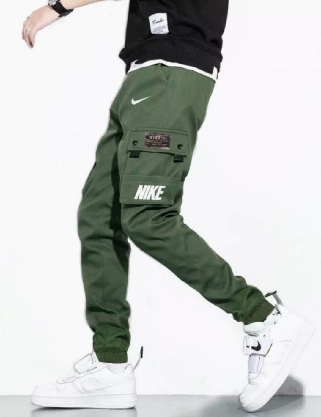 olive green Nike cargo pants