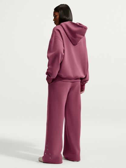 Nike Women's Studio Fleece Mid-rise STD Pink Smoke Wide Leg Pants