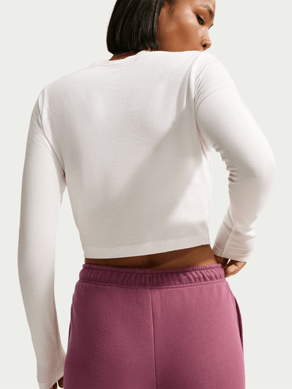 Nike Women's Studio Fleece Mid-rise STD Pink Smoke Wide Leg Pants