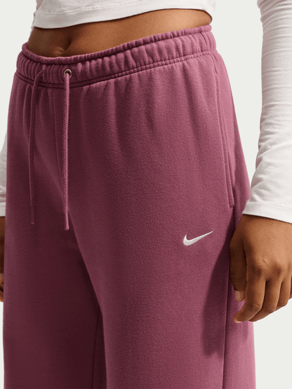 Nike Women's Studio Fleece Mid-rise STD Pink Smoke Wide Leg Pants