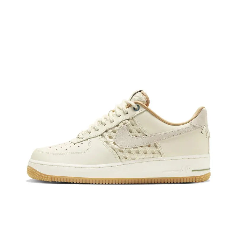 Nike Air Force 1 Low “NAI-KE” Roster Expands With A Cream-Colored, Partly-Woven Style